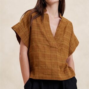 Banana Republic Laurel linen crop top terracotta brown XS